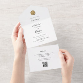 Invitación Todo En Uno Elegante Boda único de sellos de cera de oro