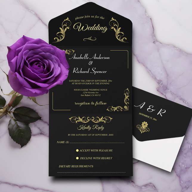 Invitación Todo En Uno Elegante Boda victoriano (Subido por el creador)