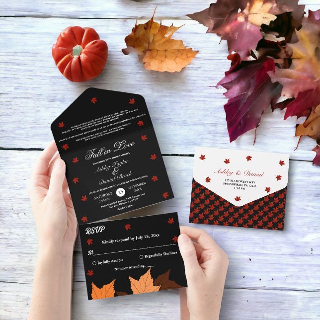 Invitación Todo En Uno Elegante Boho negro y blanco caída en el Boda del  (Subido por el creador)