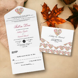 Invitación Todo En Uno Elegante caída deja a Boda romántico floral del co