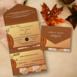 Invitación Todo En Uno Elegante Caída Rústica Sale Boda Floral Otoño
