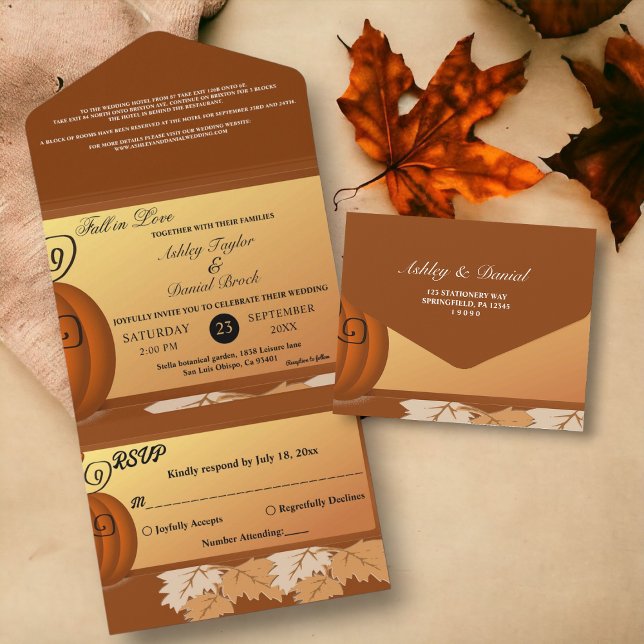 Invitación Todo En Uno Elegante Caída Rústica Sale Boda Floral Otoño (Subido por el creador)