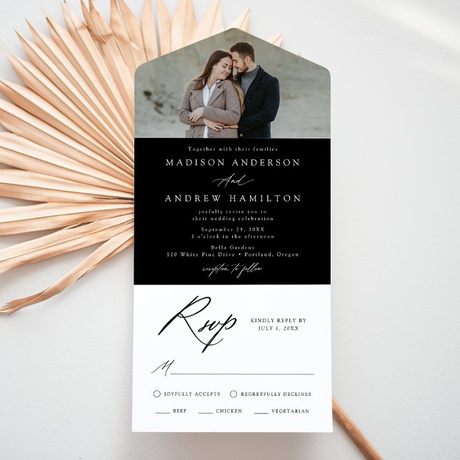 Invitación Todo En Uno Elegante caligrafía Boda de fotografías en blanco  (Subido por el creador)