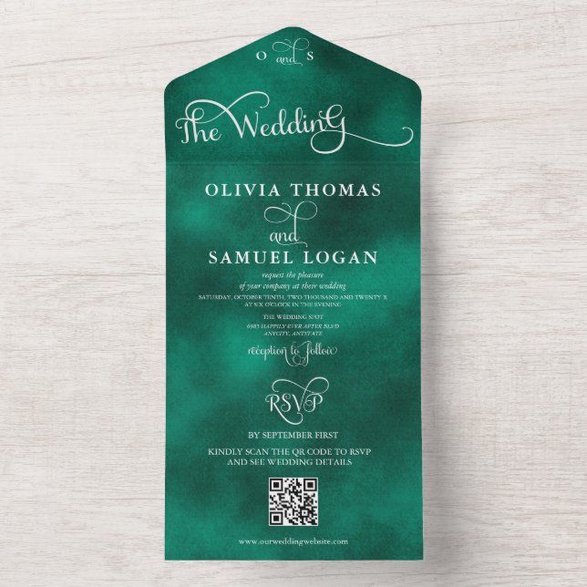 Invitación Todo En Uno Elegante caligrafía Boda moderno (Interior)