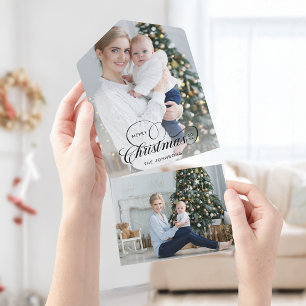 Invitación Todo En Uno Elegante caligrafía navideña 1-Foto