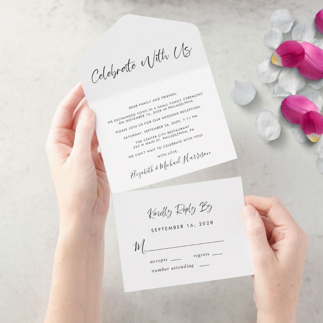 Invitación Todo En Uno Elegante Celebración Con La Recepción De Bodas De  (Subido por el creador)