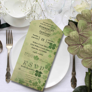 Invitación Todo En Uno Elegante Champú Botánico Clover Celta Irlandesa