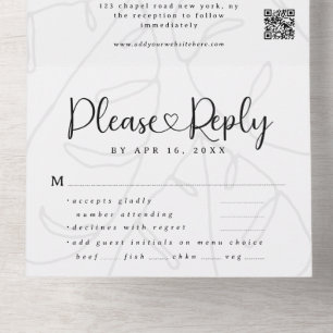 Invitación Todo En Uno Elegante Chic Moderno de Follaje Opción de Comida 