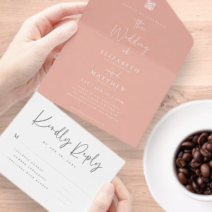 Invitación Todo En Uno Elegante Chic Moderno Simple Código QR Boda