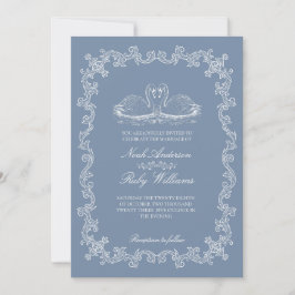 Invitación Todo en uno elegante clásico boda dusty blue 