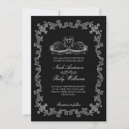 Invitación Todo en uno elegante clásico boda en blanco y negr