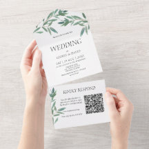 Elegante Código QR de follaje verde