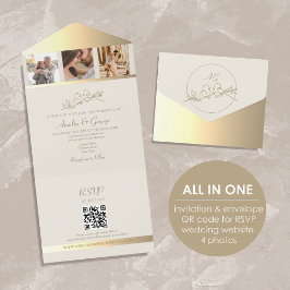 Invitación Todo En Uno Elegante Código QR de Foto para Boda