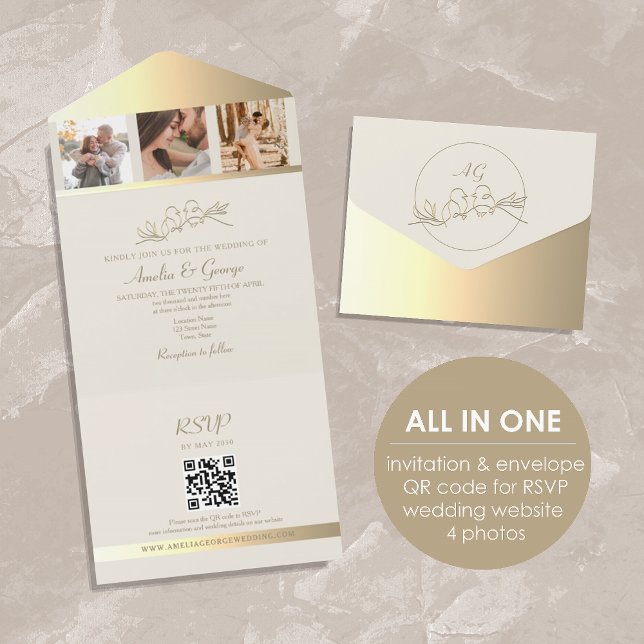 Invitación Todo En Uno Elegante Código QR de Foto para Boda (Subido por el creador)