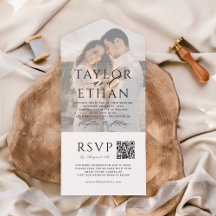 Elegante Código QR Negro Foto Boda