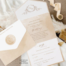 Elegante color crema beige color agua monograma Bo