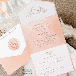 Invitación Todo En Uno Elegante color de agua de color de color de arena 