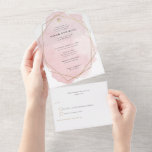 Invitación Todo En Uno Elegante color de agua rosa dorado Bat Mitzvah<br><div class="desc">Esta invitación moderna incluye un salpicón de acuarelas de bonito con falsos toques de Relieve metalizado dorado. Utilice el formulario de plantilla sencillo para agregar texto o utilice la función Personalizar para crear su propio diseño.</div>