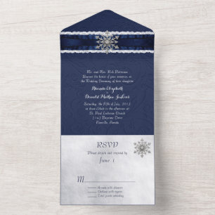 Invitación Todo En Uno Elegante copo de nieve con manchas