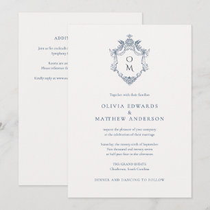 Invitación Todo en uno elegante cresta vintage boda QR
