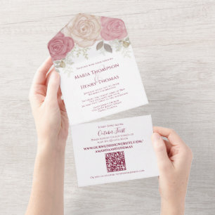 Invitación Todo En Uno Elegante dirección de invitado de código QR de col