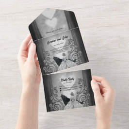 Invitación Todo En Uno Elegante diseño oscuro