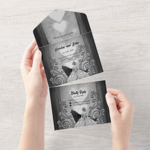 Invitación Todo En Uno Elegante diseño oscuro