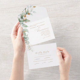 Invitación Todo En Uno Elegante Eucalyptus Glam No Parents Boda