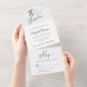 Invitación Todo En Uno Elegante fiesta de cumpleaños número 70