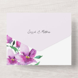 Invitación Todo En Uno Elegante Floral en Lila y Rosa