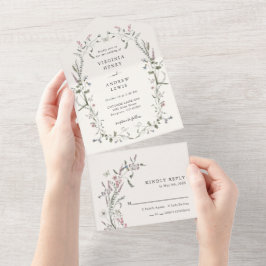 Invitación Todo En Uno Elegante floral todo en una sola boda