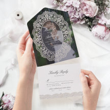 Elegante floral vintage de encaje marco foto boda