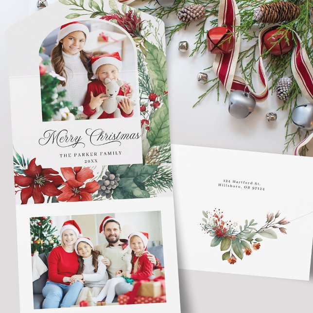 Invitación Todo En Uno Elegante foto de arco botánico navideño (Subido por el creador)