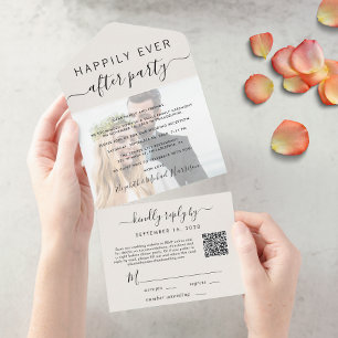 Invitación Todo En Uno Elegante Foto de recepción de matrimonio con códig