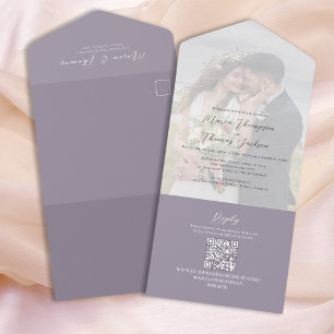 Invitación Todo En Uno Elegante foto de Vellum Overlay Lilac RSVP de có