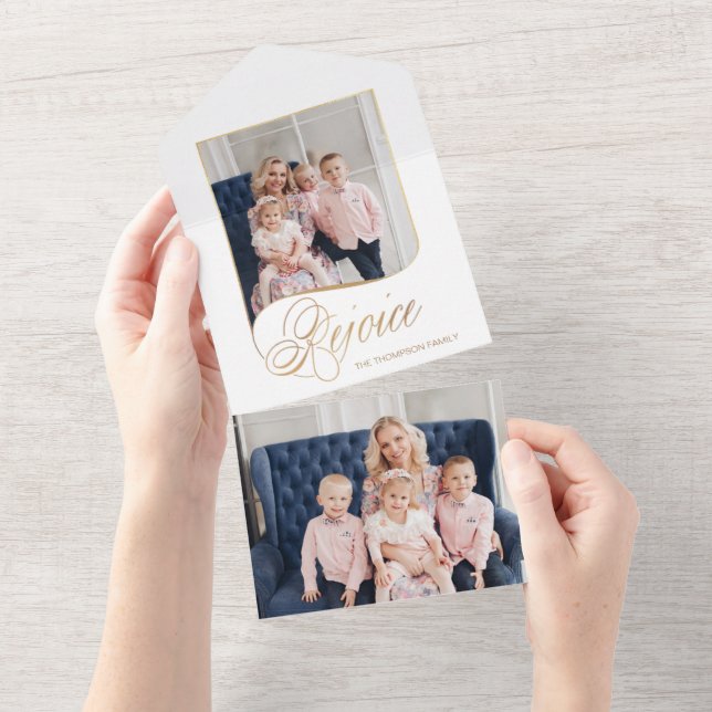 Invitación Todo En Uno Elegante guión de caligrafía de alegría de oro (desgarro)