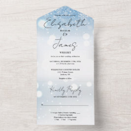 Invitación Todo En Uno Elegante guión de copas de nieve Boda de Invierno