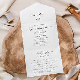 Invitación Todo En Uno Elegante Guión Moderno Weddin Todo En Una Invitaci