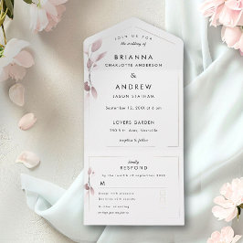 Invitación Todo En Uno Elegante invitación botánica Rubor en una boda