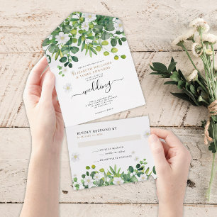 Invitación Todo En Uno Elegante Jardín Botánico Boda Primavera Verano