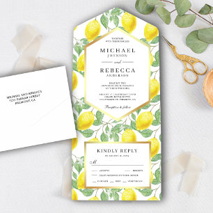 Invitación Todo En Uno Elegante Jardín de Limoneros Botánico para Boda