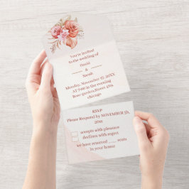 Invitación Todo En Uno Elegante marco floral Boda personalizado