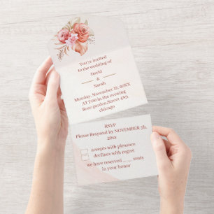 Invitación Todo En Uno Elegante marco floral Boda personalizado