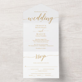 Invitación Todo En Uno Elegante Minimal Gold Simple