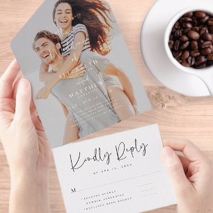 Invitación Todo En Uno Elegante Moda Boda moderno de fotografía simple