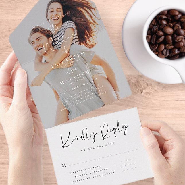 Invitación Todo En Uno Elegante Moda Boda moderno de fotografía simple (Subido por el creador)