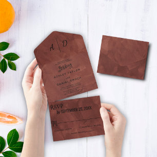 Invitación Todo En Uno Elegante moda marrón polvoriento rústico todo en u
