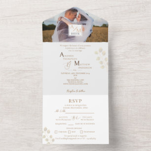 Invitación Todo En Uno Elegante Moda Monograma Foto