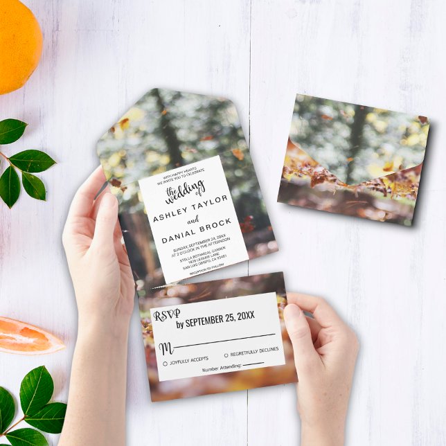 Invitación Todo En Uno Elegante moda primavera otoño otoño Boda floral To (Subido por el creador)