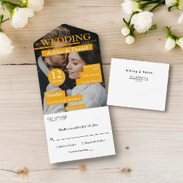 Invitación Todo En Uno Elegante Moda Revista Estilo Romántico Boda de fot